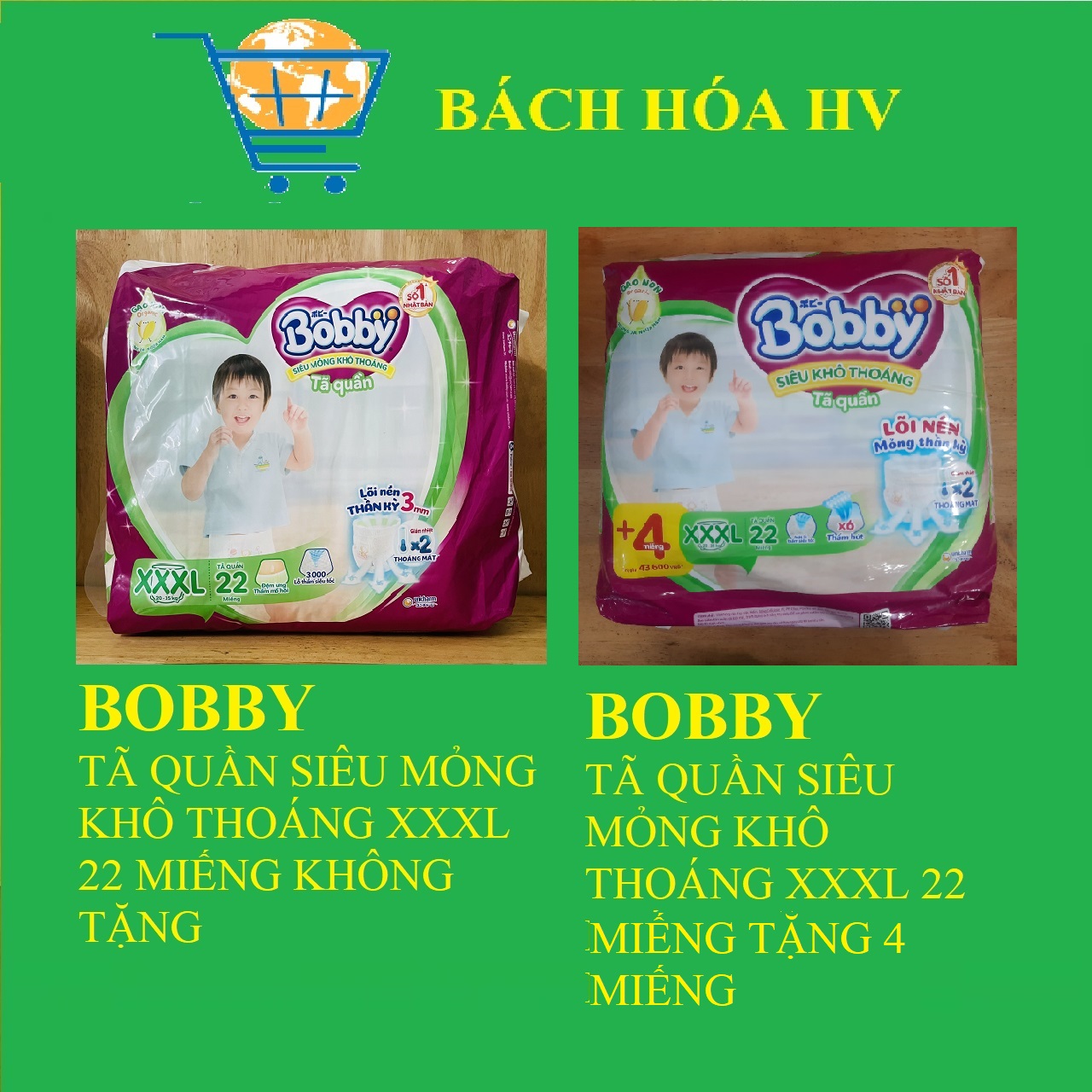 Tã (Bỉm) Quần Bobby XXXL 22 miếng (20kg - 35kg) - BACH HOA HV