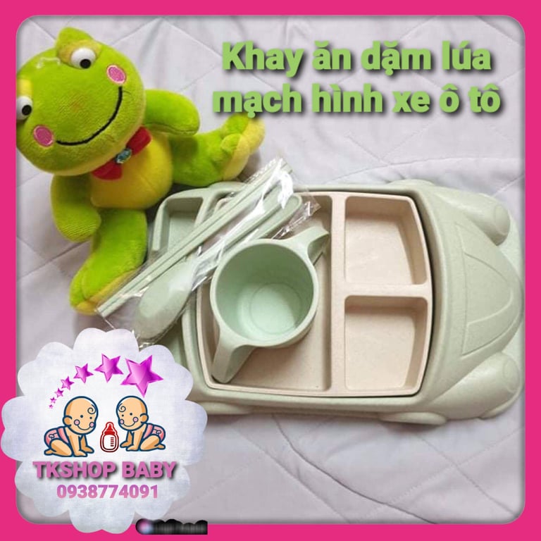 *Bộ khay ăn dặm lúa mạch hình xe oto