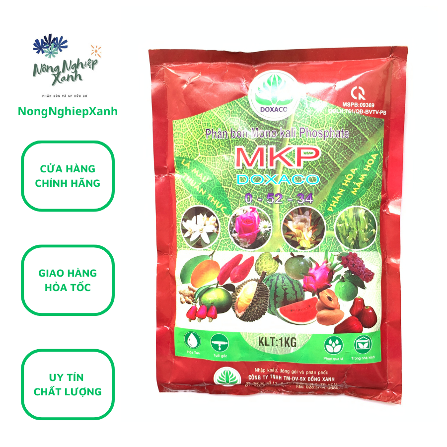 Phân bón MKP từ Israel 0-52-34 gói 1kg Mono Kali Phosphate phan bon ha phen cuc manh