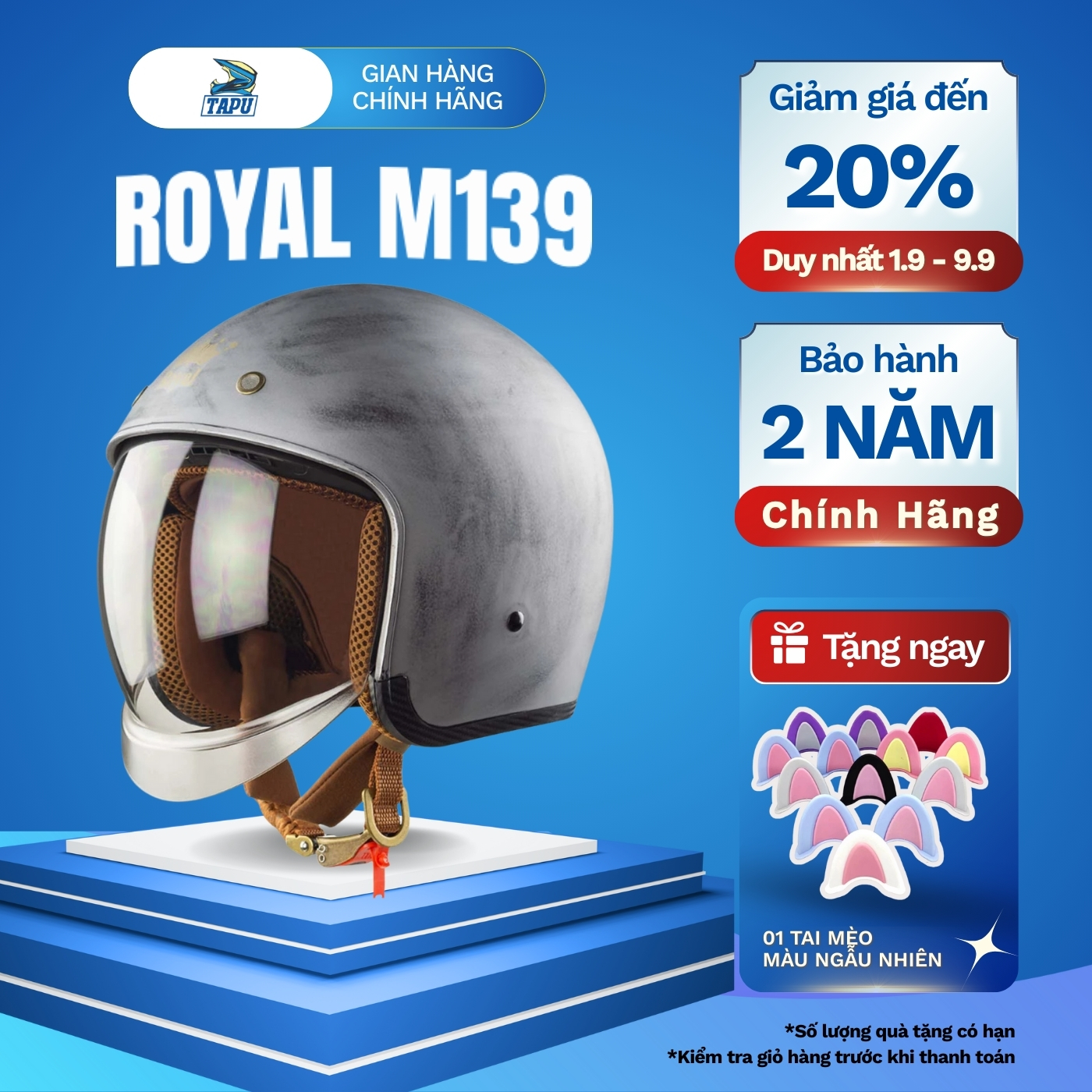 Royal M139 3/4 Hat Genuine Acoustic Glass with Glossy Gold V7 Stamp | Removable Lining, Dustproof and Sunproof, 24-Month Warranty Giá 590,000 Đồng*Miễn phí vận chuyển