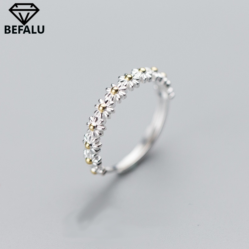 Nhẫn Nữ Bạc 925 Bông Hoa Phong Cách Hàn Quốc N14 Freesize- BEFALU