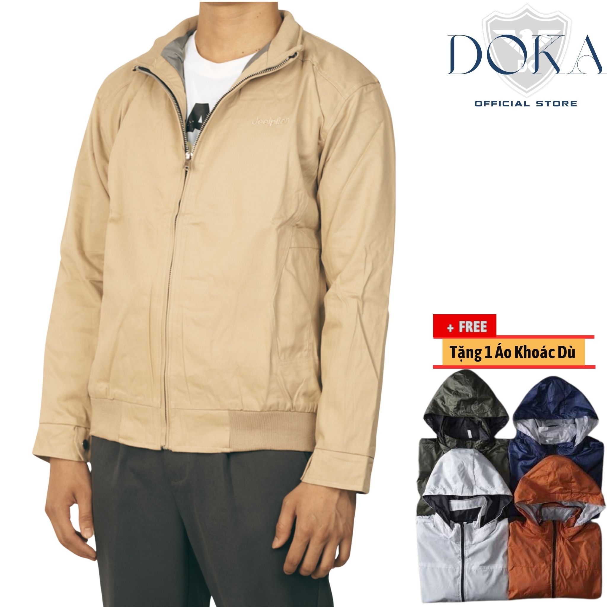 Áo khoác kaki áo khoác kaki nam hàn quốc thêu logo hot trend thời trang dokafashion dkak14