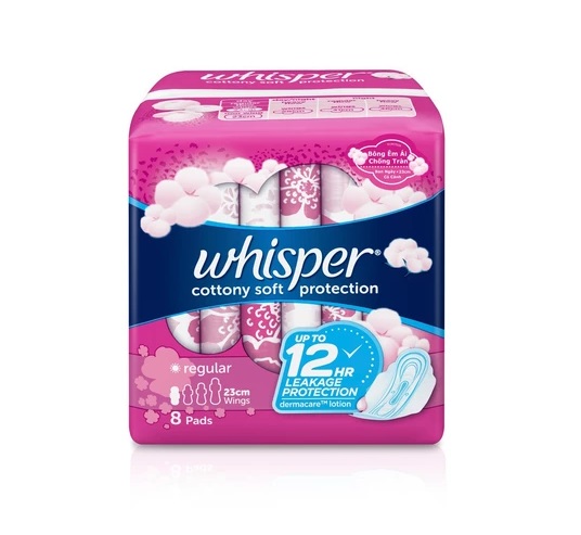 Băng vệ sinh Whisper Cotton cánh thường 8 miếng - 23 cm