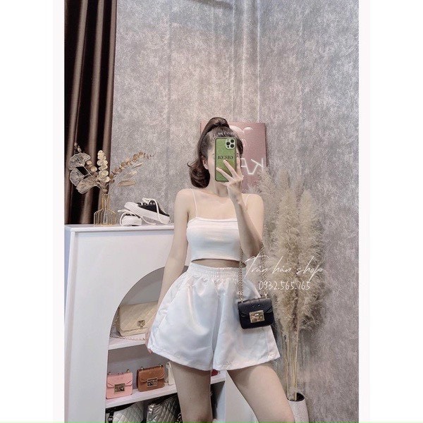 Quần đùi nữ ống rộng phi lụa q065