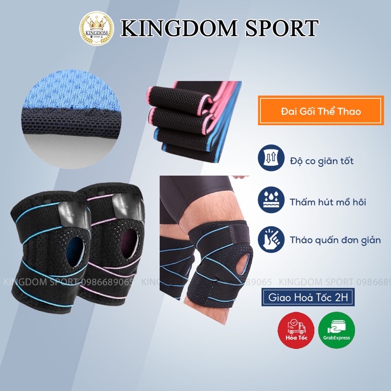 Đai gối thể thao , bó gối squat, quấn gối tập gym aolikes kingdom sport