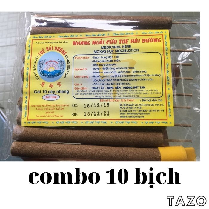 Combo 10 bịch - Nhang Ngải Cứu Tuệ Hải Đường - 10 cây/ bịch