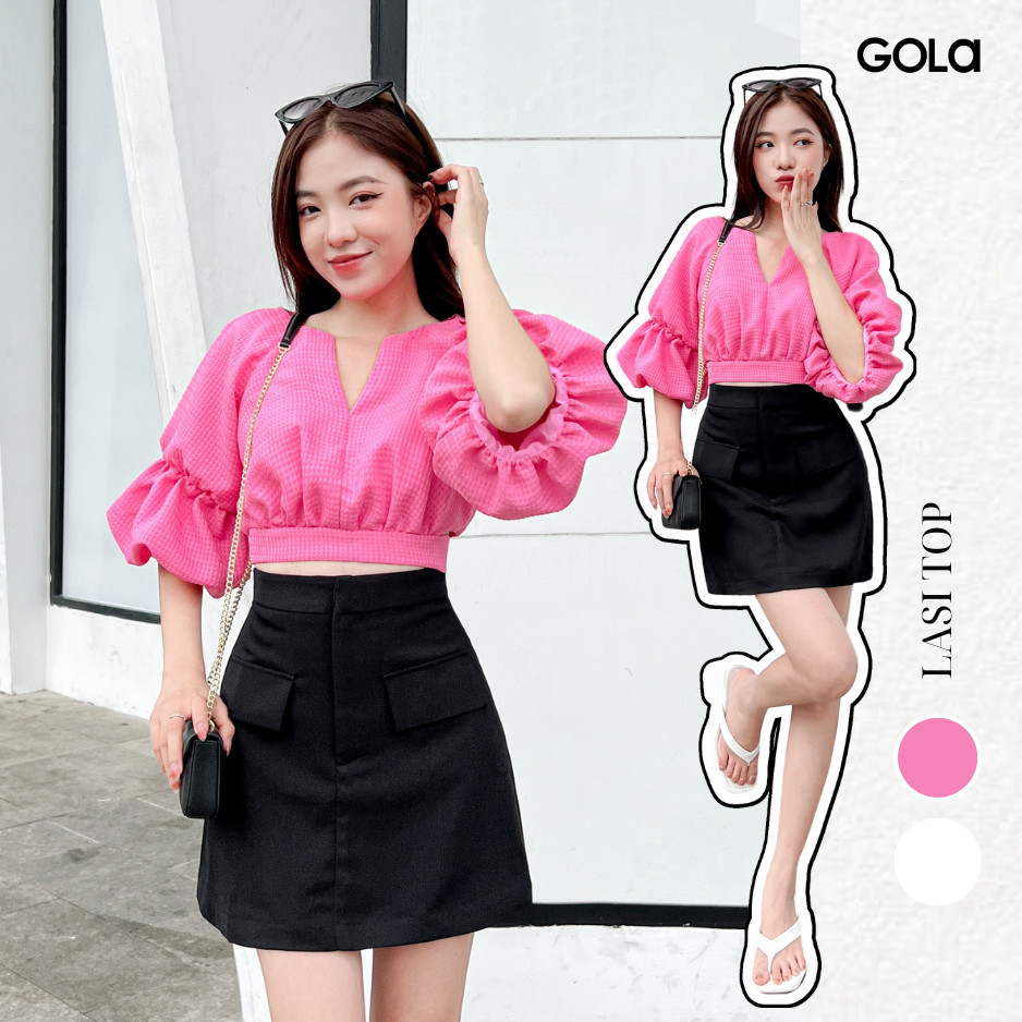 Áo lasi - áo tay phồng cột nơ phía sau