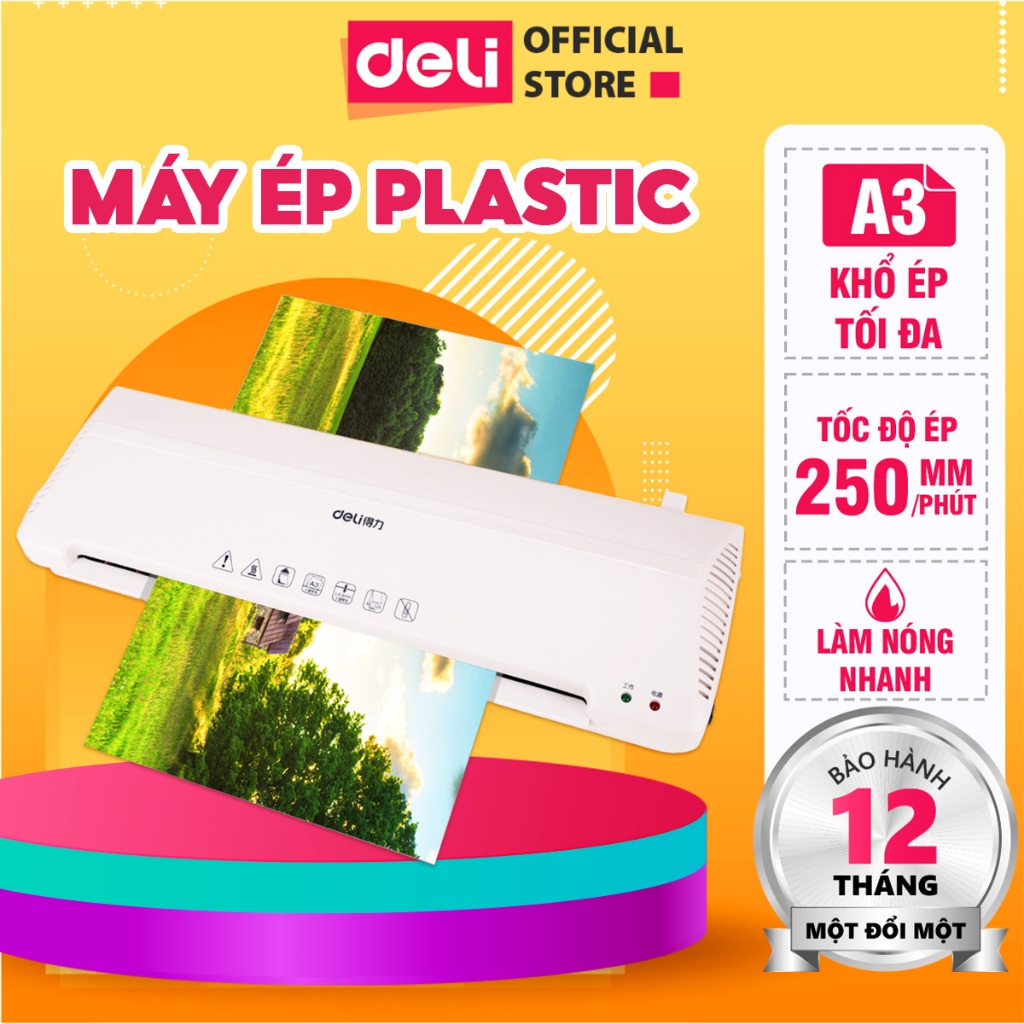 Máy Ép Plastic Khổ A4 DELI 3899, Máy Ép Nhiệt Độ Cao Cấp, Làm Nóng Nhanh, Được Trang Bị Nút Thu Hồi Chống Kẹt, Hiệu Suất Cán Màng Ép Tài Liệu, Ảnh, Poster Chất Lượng Cao, Phù Hợp Với Mọi Yêu Cầu Ép Plastic Chuyên Nghiệp