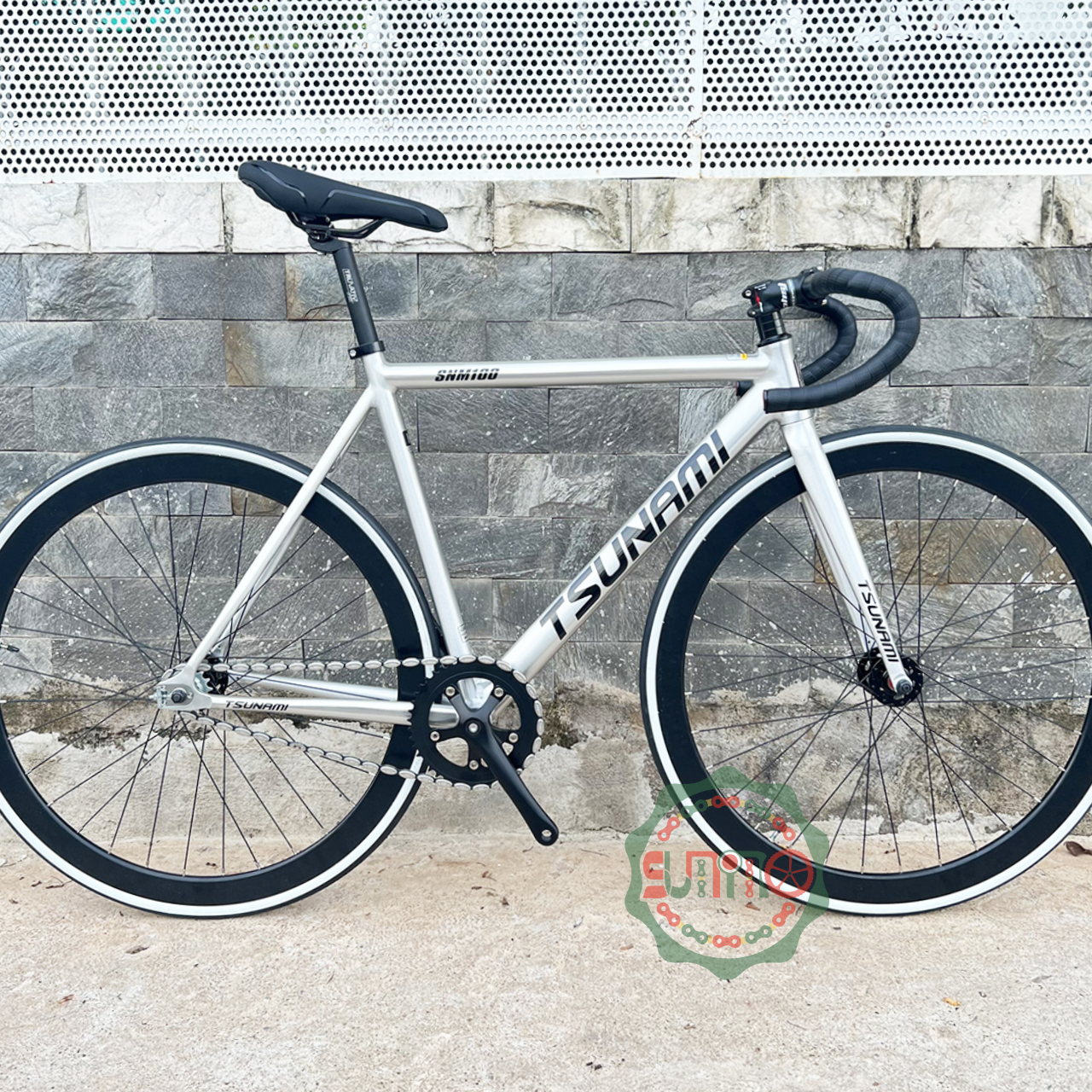 Xe đạp fixed gear TSUNAMI SNM100 cơ bản bánh 4cm - Bạc trắng