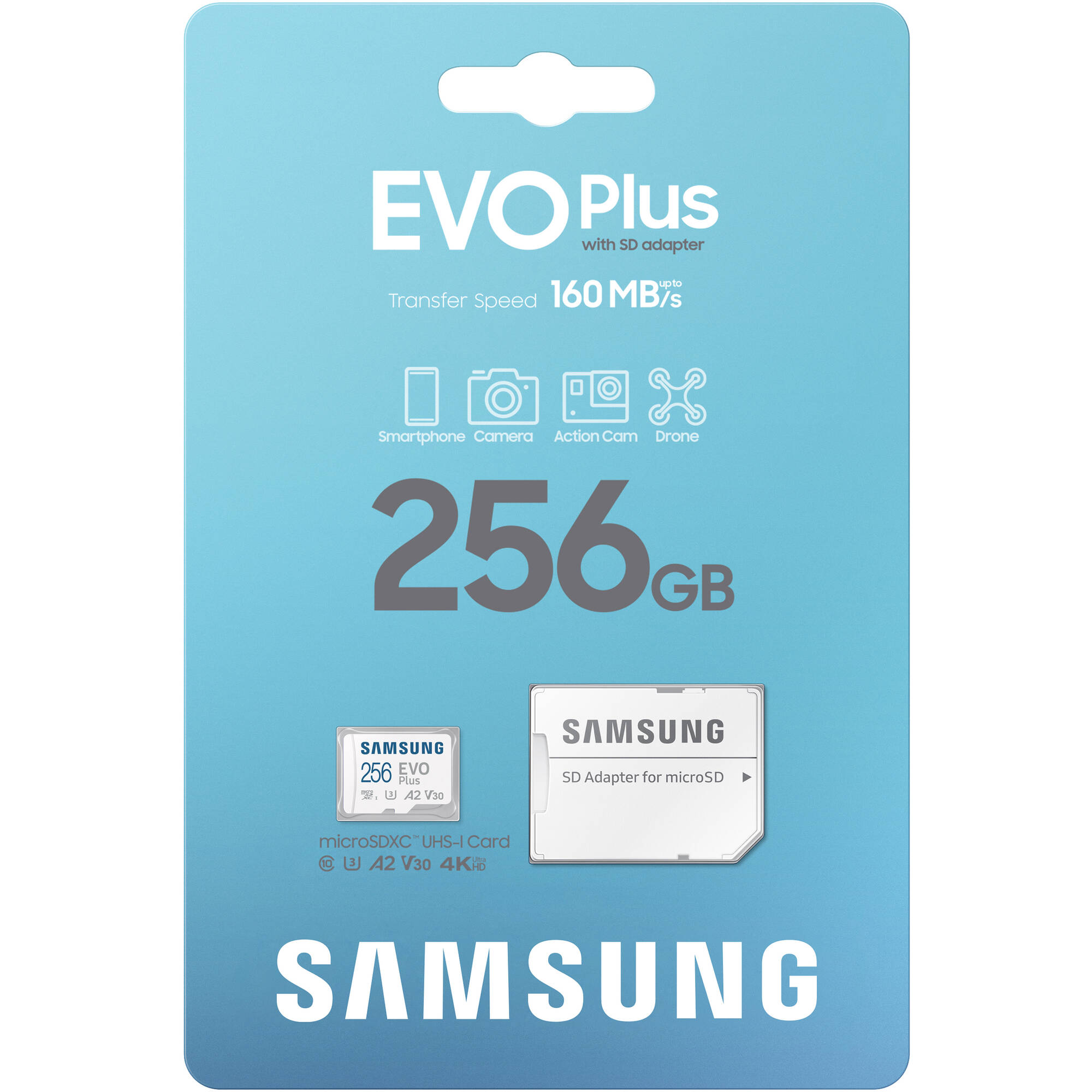 Thẻ nhớ MicroSDXC Samsung EVO Plus 256GB 160MB/s U3 4K New With Adapter V30