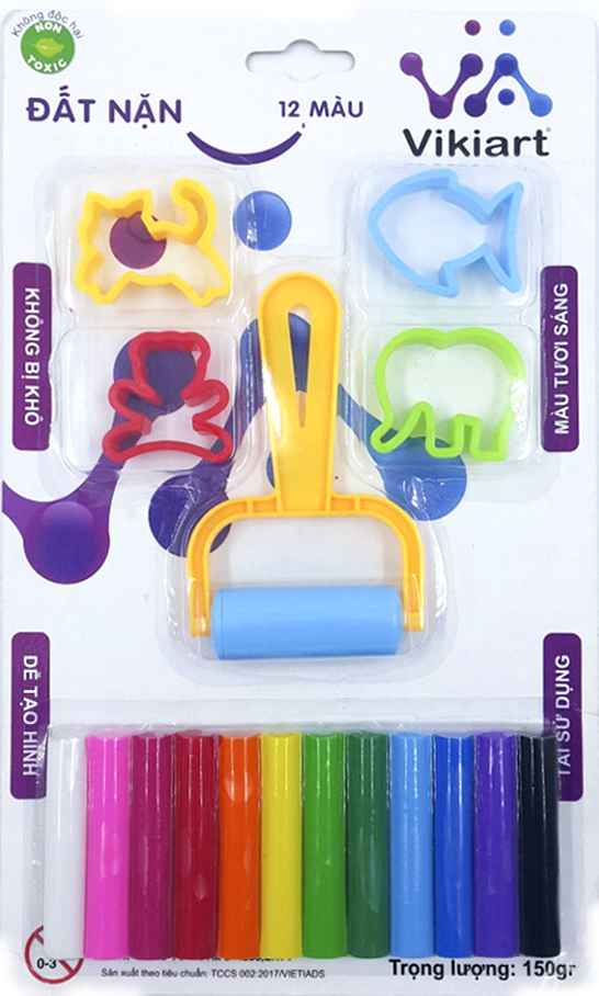 [Hàng Chính Hãng] Đất Nặn 12 màu Vikiart