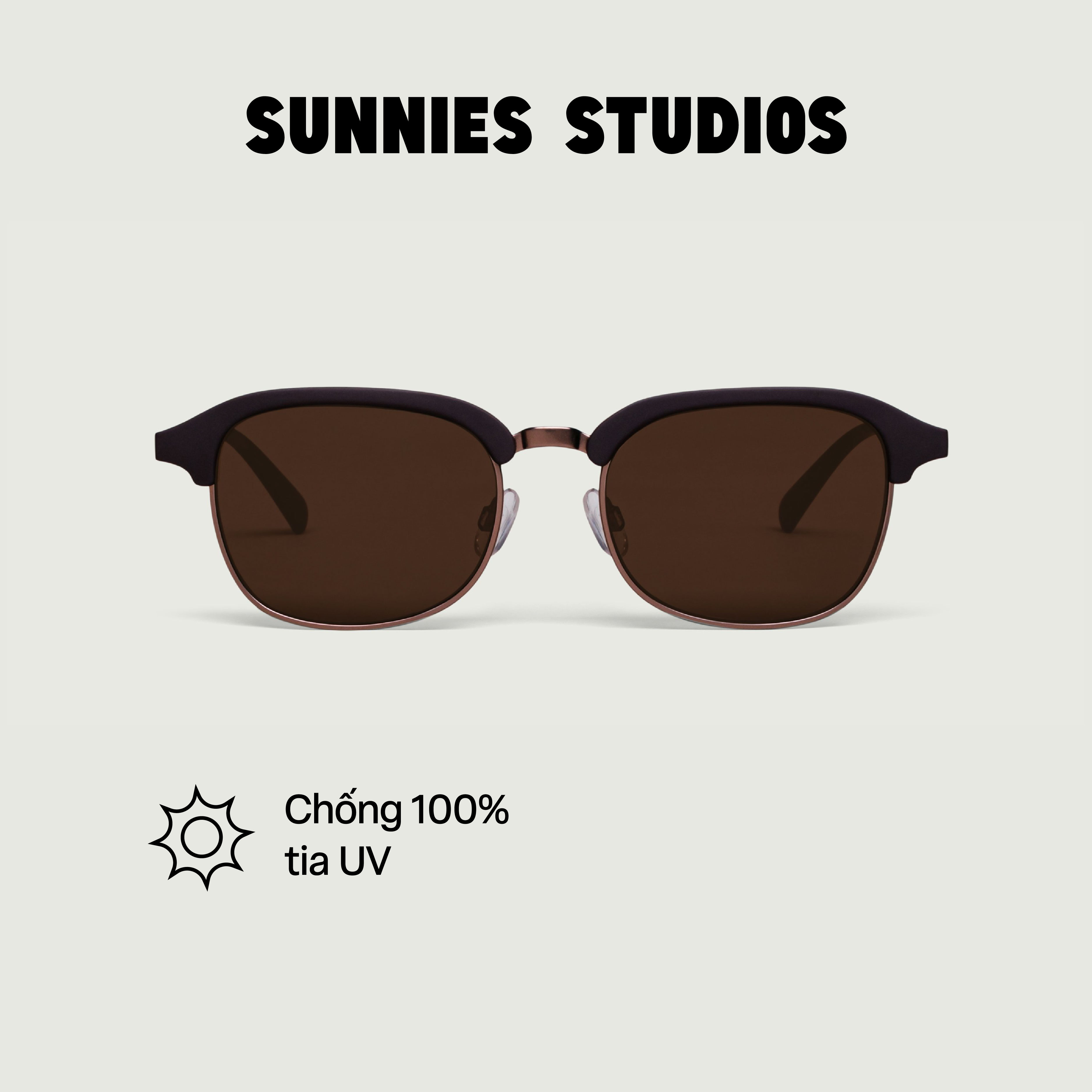 Kính mát Sunnies Studios Gọng Vuông Castro in Sepia