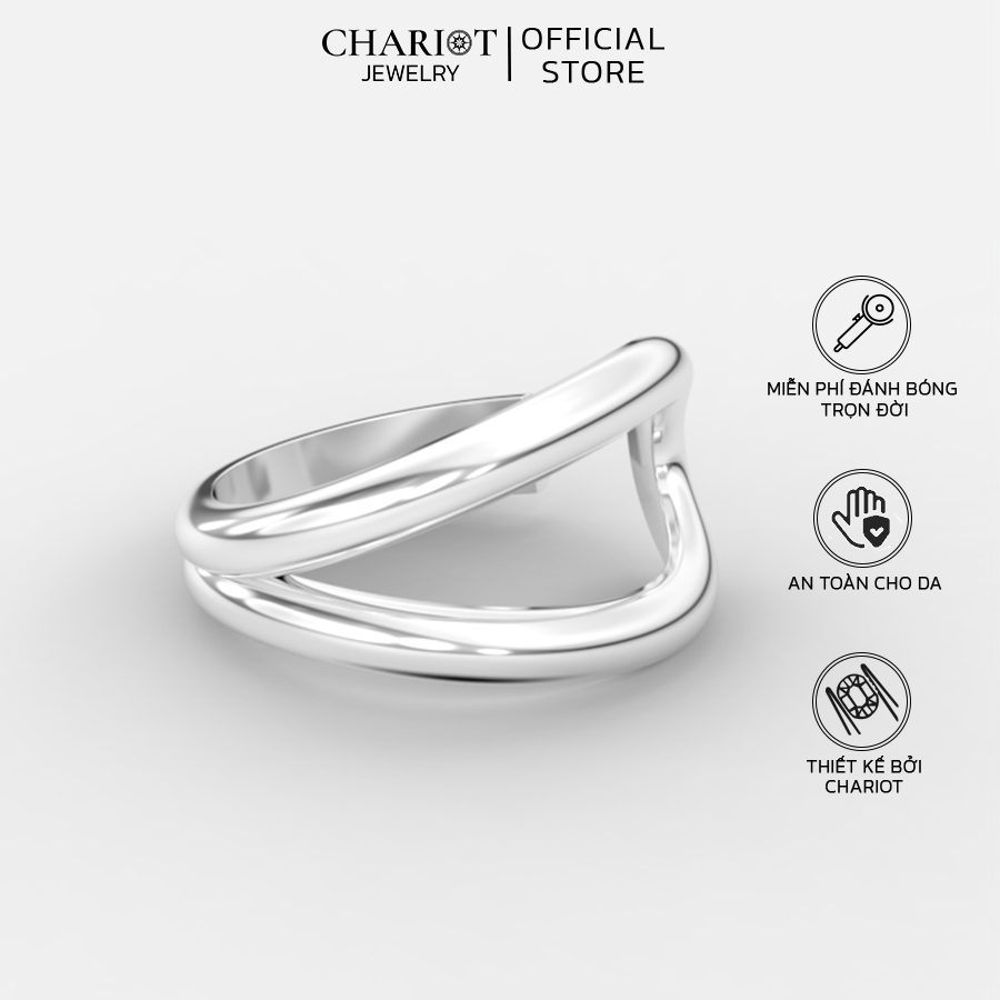 Nhẫn bạc NCJ11 xoắn giọt nước, điều chỉnh độ rộng Chariot Jewelry