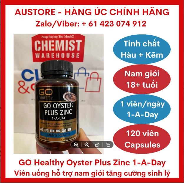 [Bill Úc] Tinh chất Hàu & Kẽm GO Healthy hỗ trợ nam giới tăng cường sinh lý - GO Healthy Go Oyster Plus Zinc 1-A-Day