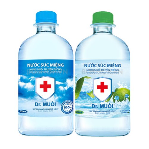 [HCM]10 chai Nước súc miệng truyền thống Dr.Muối tinh chất hương vỏ chanh 500ml