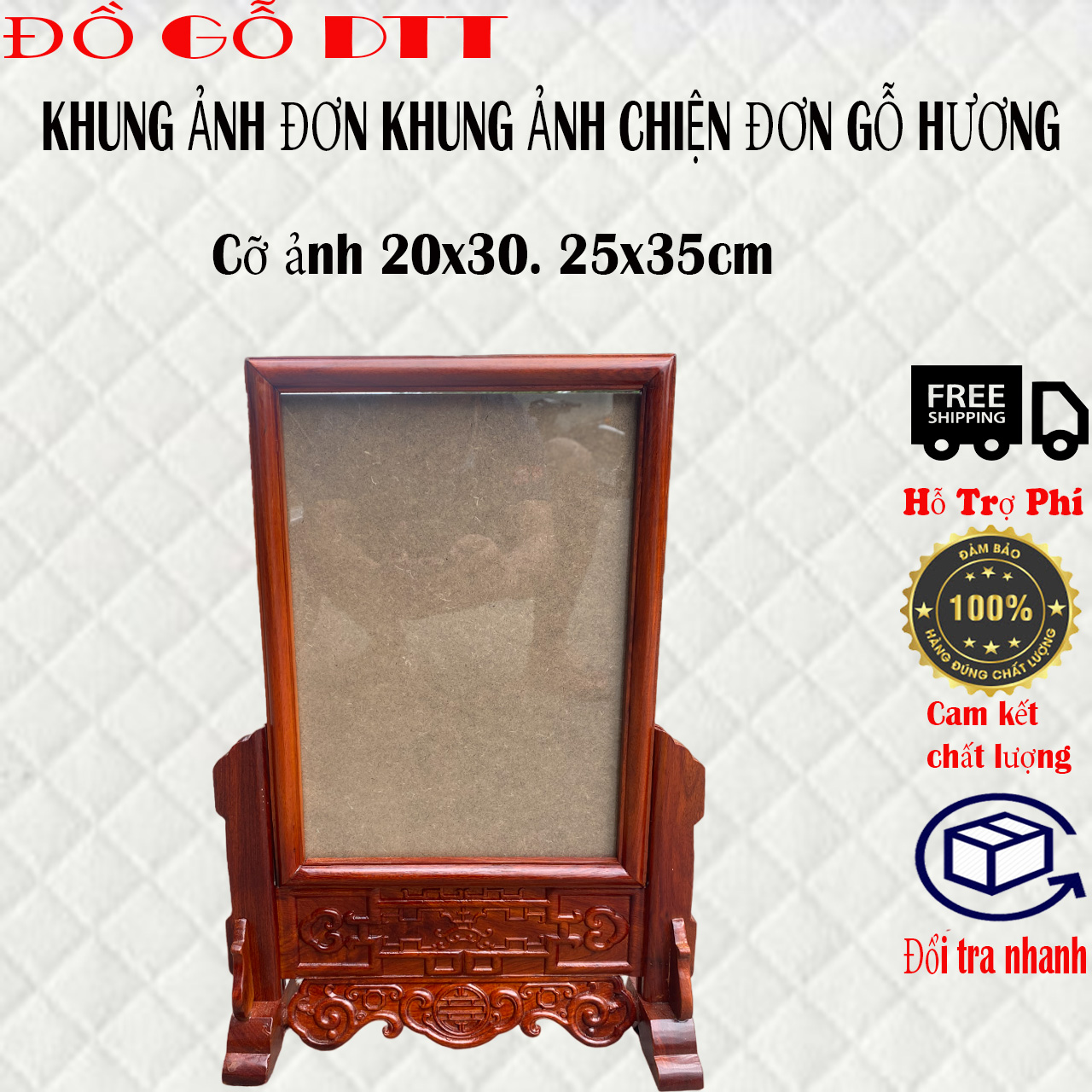 Khung ảnh thờ chiện đơn,Khung hình thờ 1 ảnh gỗ hương