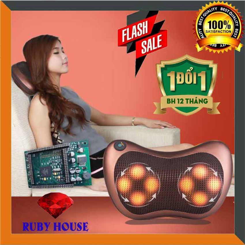 Gối massage hồng ngoại 8 bi, gối massage đa năng AN TOÀN, HIỆU QUẢ - Ruby House