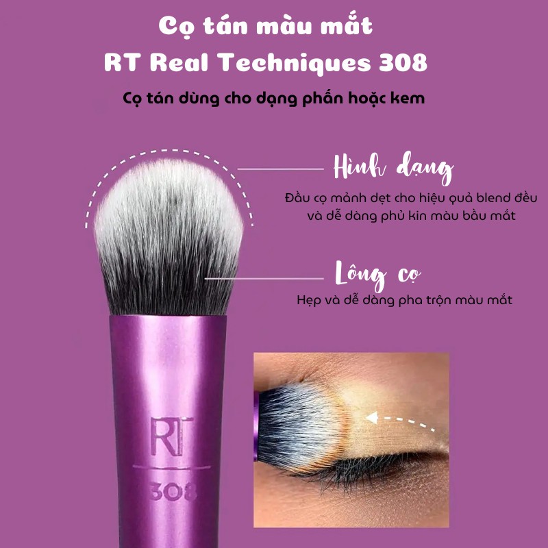 Cọ tán bầu mắt rt real techniques - cọ rt real techniques - cọ tán phấn mắt rt 308 medium shadow