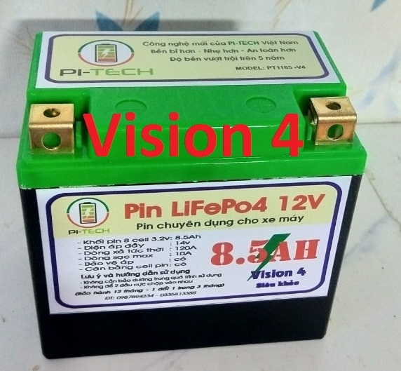 Ắc quy xe máy v4 - pin lithium pi-tech 8,5ah