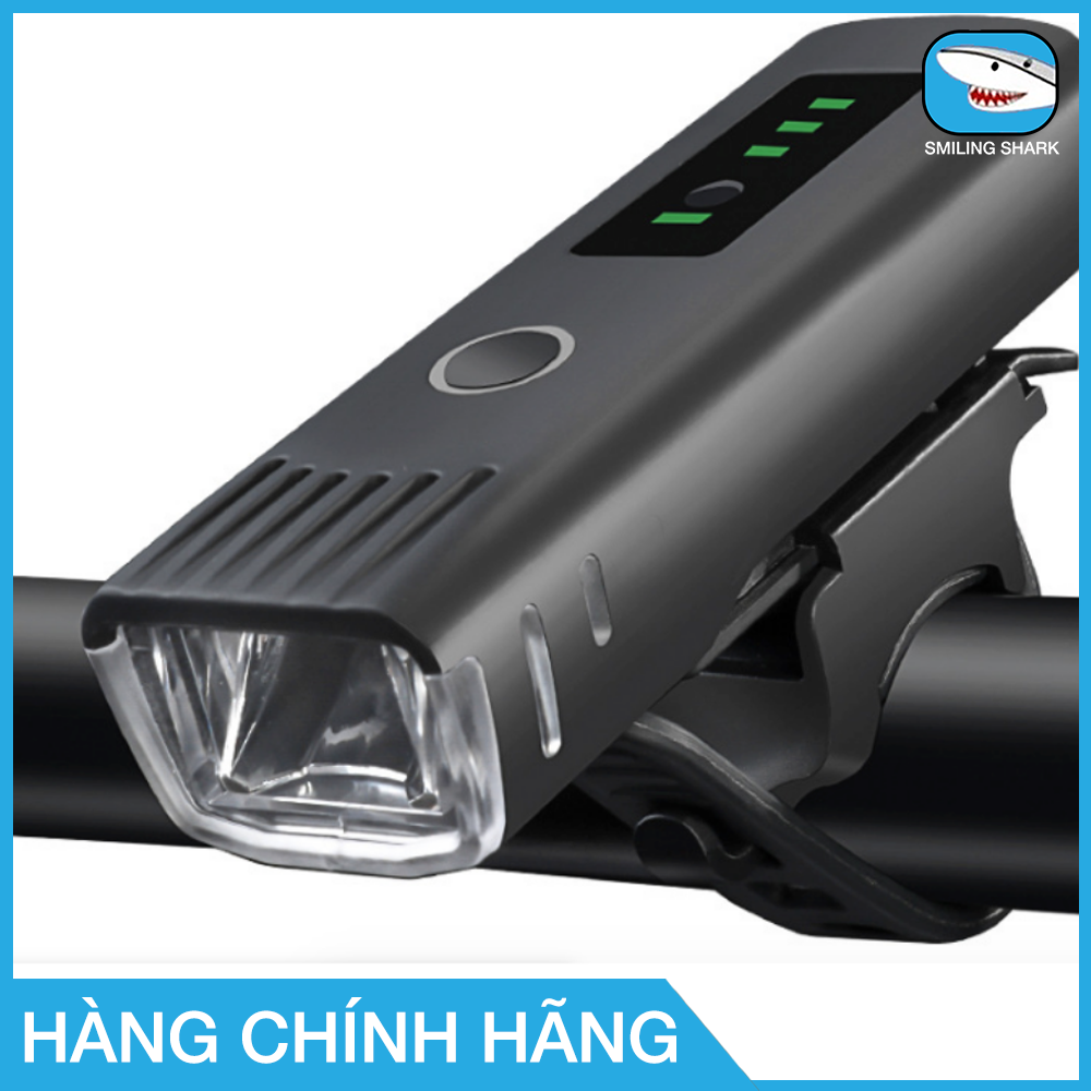 Đèn pha xe đạp Smiling Shark chống nước siêu sáng, cảm biến thông minh, sạc usb, nhỏ gọn, dễ dàng lắp đặt