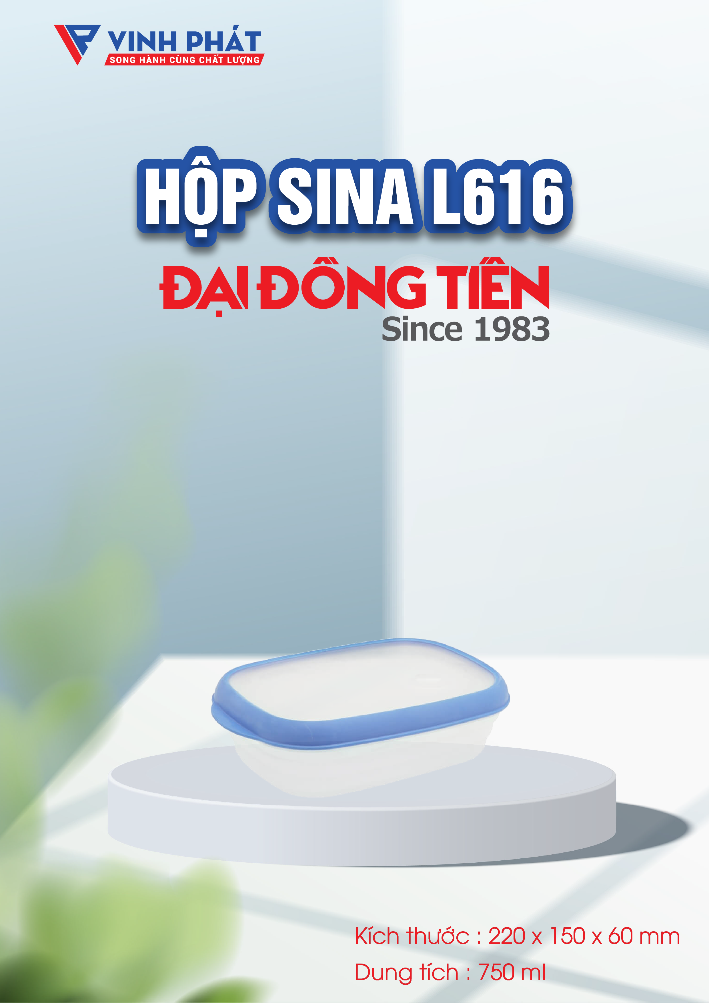 Hộp nhựa đựng thực phẩm kín hơi 750ml đại đồng tiến