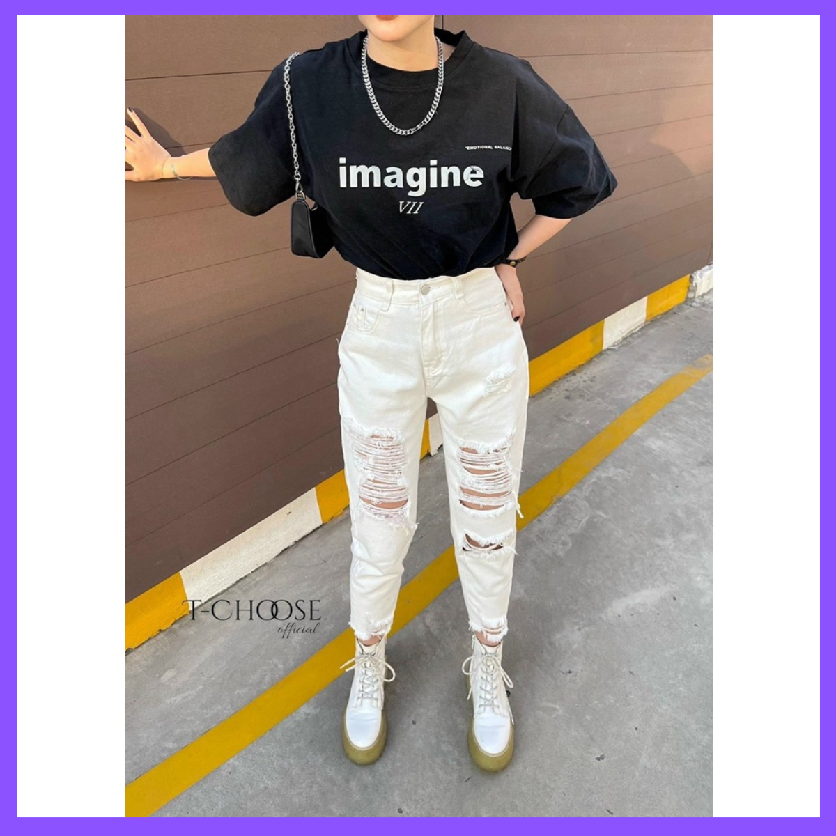 Quần baggy bữ, quần baggy bò rách 2 bên siêu xinh