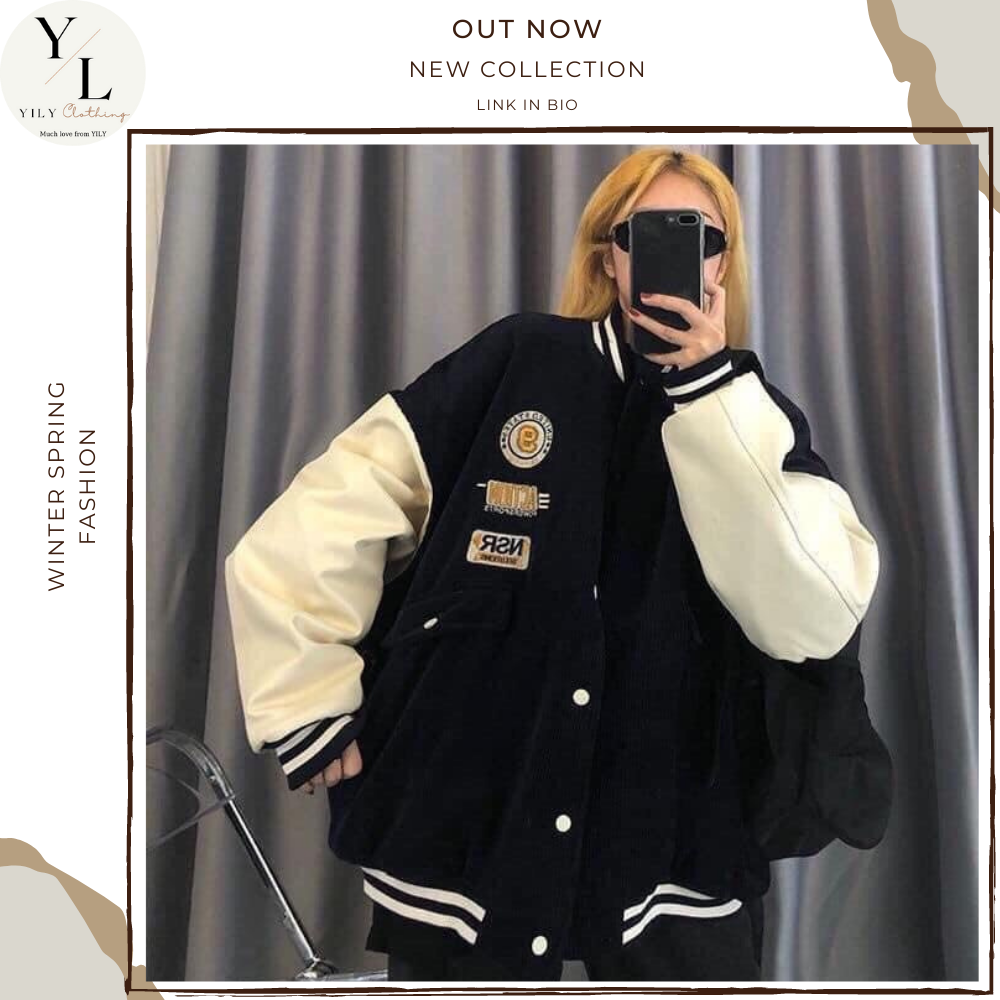 Áo khoác bomber jacket nam nữ unisex NSR chất nhung phối, áo khoác thu đông unisex hàng bao chất cá tính
