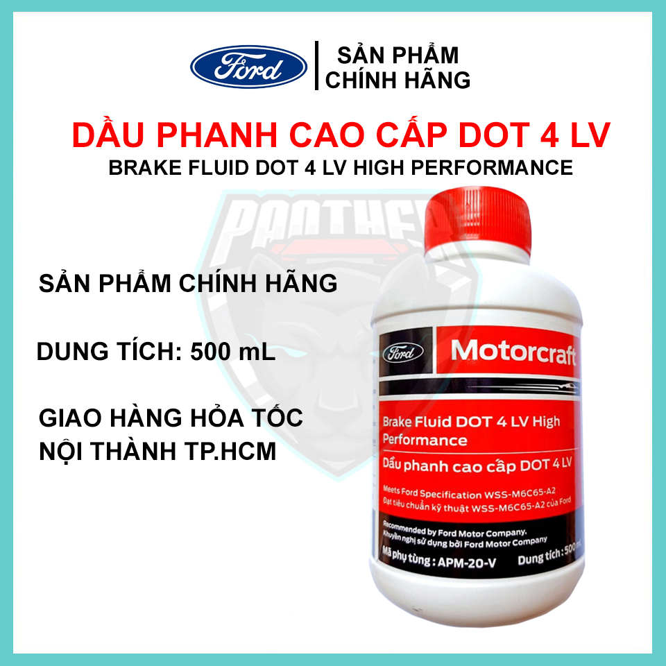 Dầu thắng DOT 4 xe FORD - Brake Fluid DOT 4 High Performance - 500mL, Mã: APM-20-V