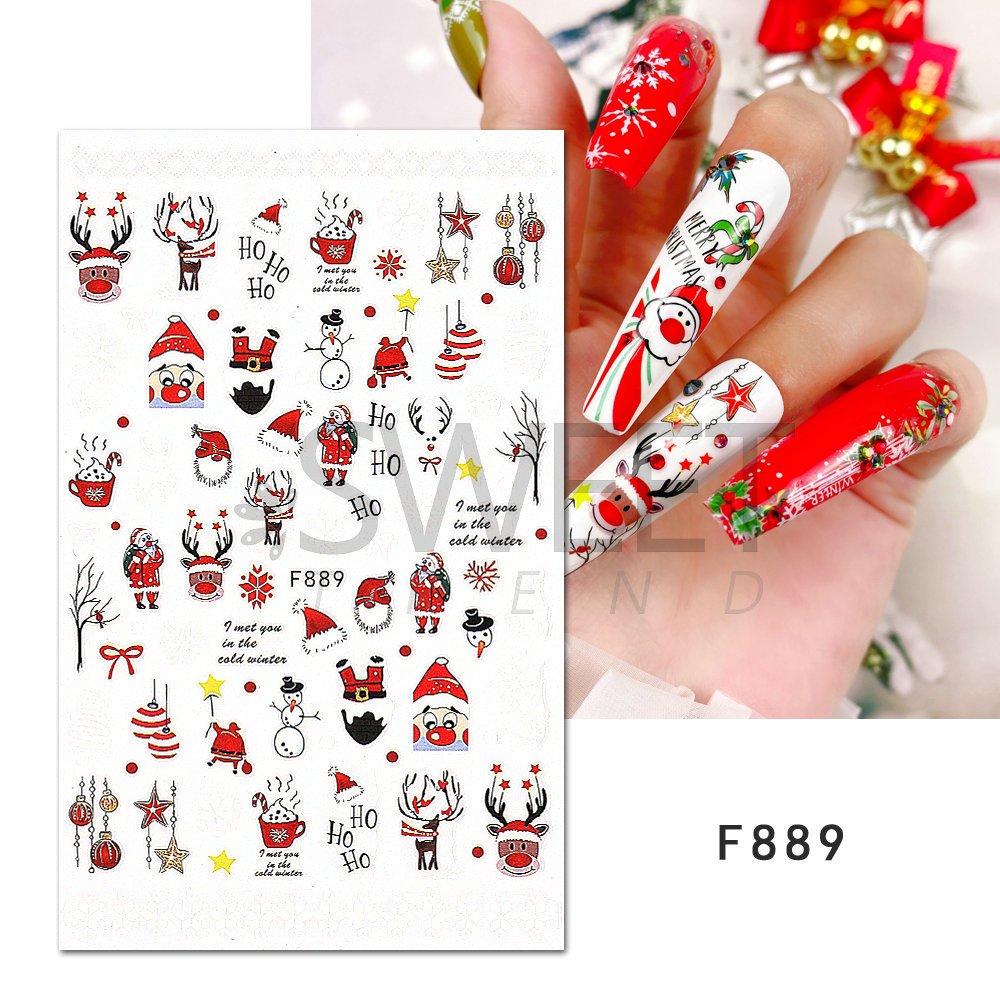 Sticker 3d giáng sinh noel 2023 merry christmas hình dán móng sieuthinail - st341