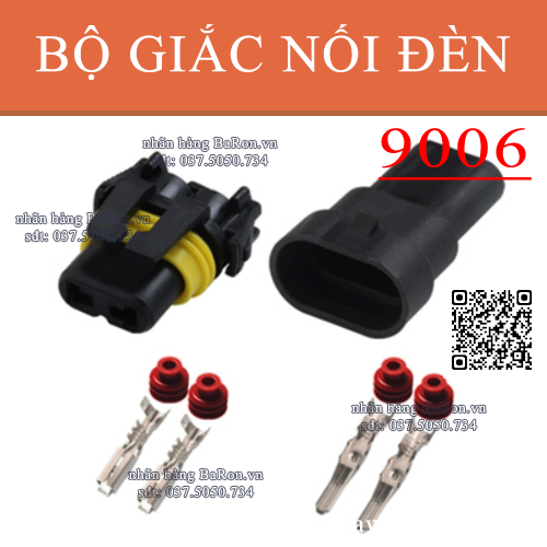 Giắc đèn xe hơi, chuôi đèn xe, giắc chống nước dòng 9006 - baron.vn baron.vn