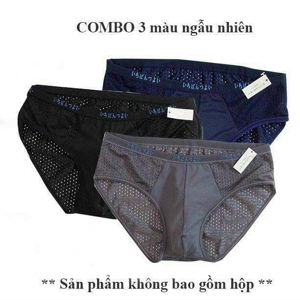 Set 3 quần lót nam tam giác cotton thông hơi cao cấp xuất nhật