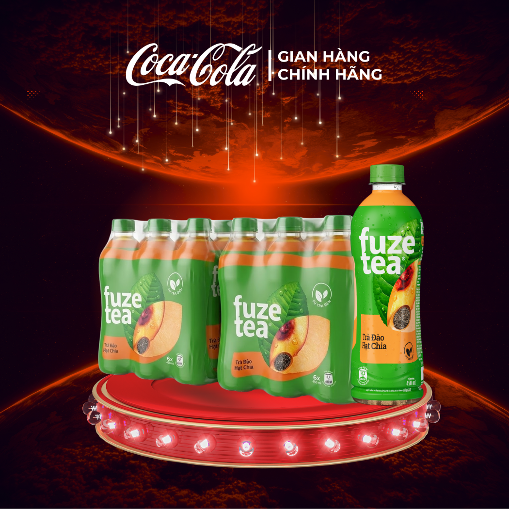 [SIÊU SALE ] Lốc 24 Chai Trà Đào Và Hạt Chia Fuze Tea 450ml/Chai Sale 8.8 Coca-Cola Chính Hãng_LD