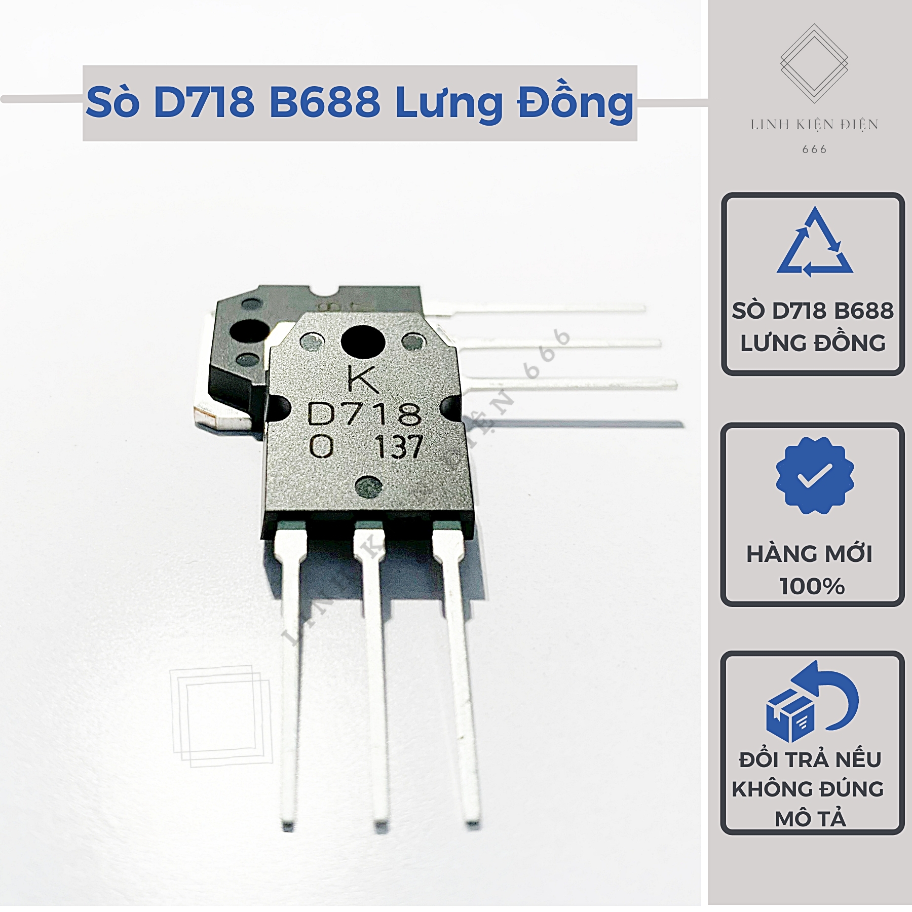 D718 b688 transistor lưng đồng sò d718 b688 âm thanh 8a 120v mạ bạc