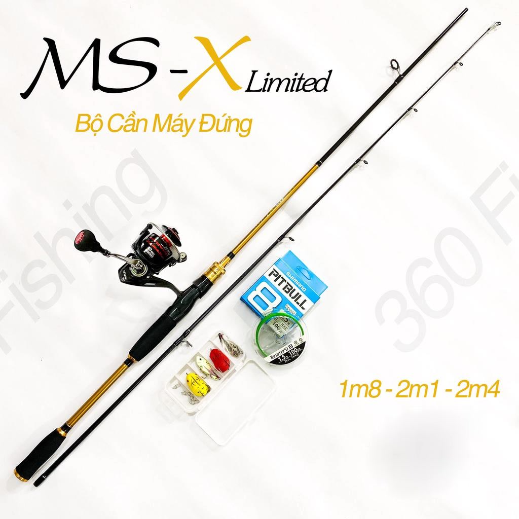 Bộ cần câu lure msx ánh kim combo cần câu máy đứng fs3000 kèm dây dù x8 100m và hộp mồi lure