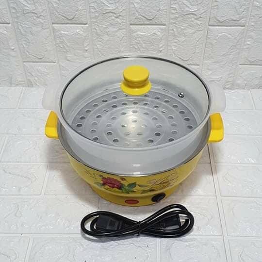 Nồi Lẩu Mini 2 Trong 1 GD005 (Màu Vàng, Hồng) + Tặng Kèm Giá Hấp - Nồi Lẩu Mini, Nồi Lẩu Mini Có Giá Hấp, Nồi Lẩu Mini Đa Năng - ThanhNam89