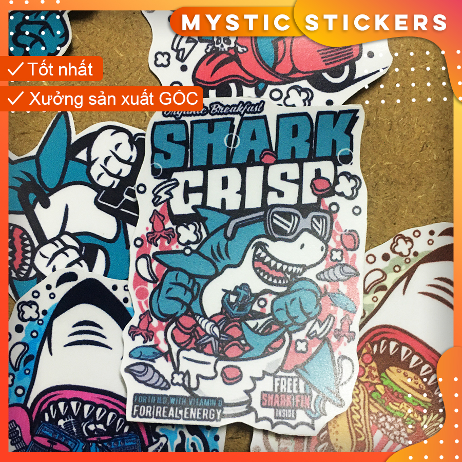 [CÁ MẬP] 11 Sticker chống nước/Hình dán trang trí,dán xe laptop mũ bảo hiểm vali...