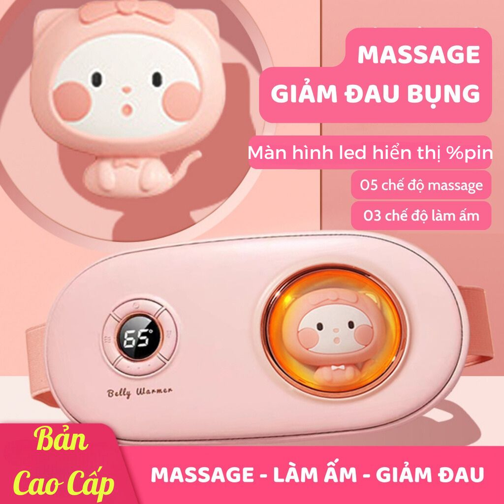 Máy massage làm ấm bụng kinh - Đai chườm nóng đau bụng kinh - Đai đeo giảm đau bụng kinh nguyệt làm ấm tử cung cho phụ nữ -  5 chế độ massage 4 cấp độ nhiệt