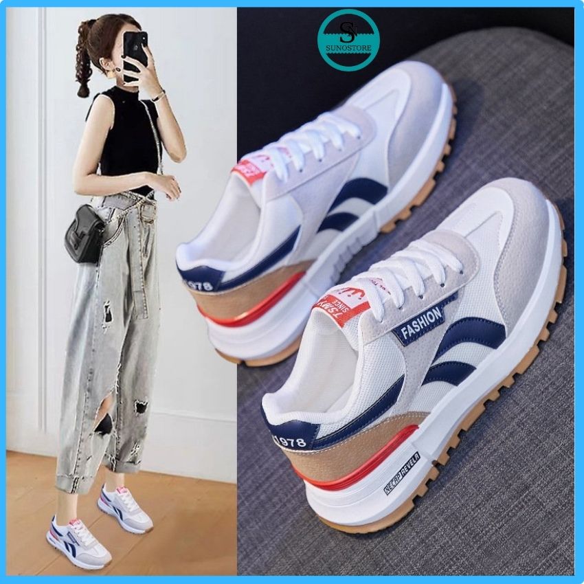 Giày Thể Thao Nữ Cao Cấp Xuất Nhật Đế Bằng Cao 4cm Êm Chân Mang Đi Làm Chạy Bộ Tập Gym gttn16 SUNO STORE