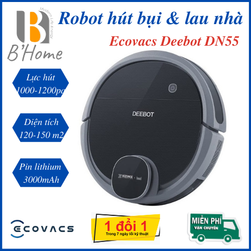 Robot hút bụi lau nhà ecovacs dn55, công nghệ 4.0, hàng trưng bày 99% - máy hút bụi thông minh-bh 12 tháng-