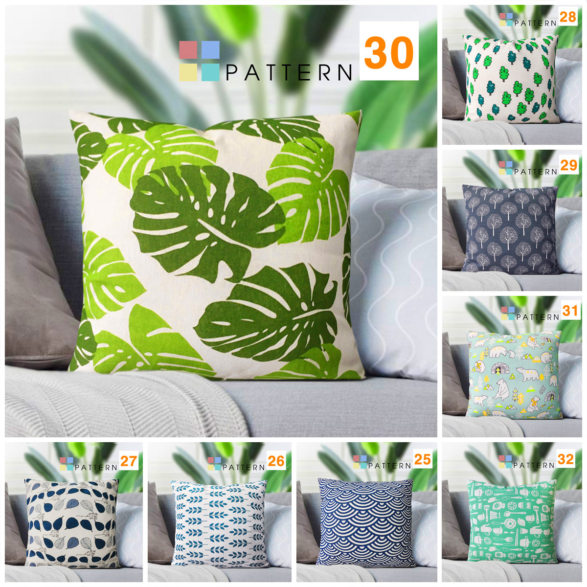 Vỏ gối tựa sofa pattern