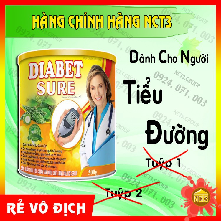 ( Rẻ vô địch ) Tiểu đường DIABET SURE (500g) [ Sản phẩm công ty NCT3 ]