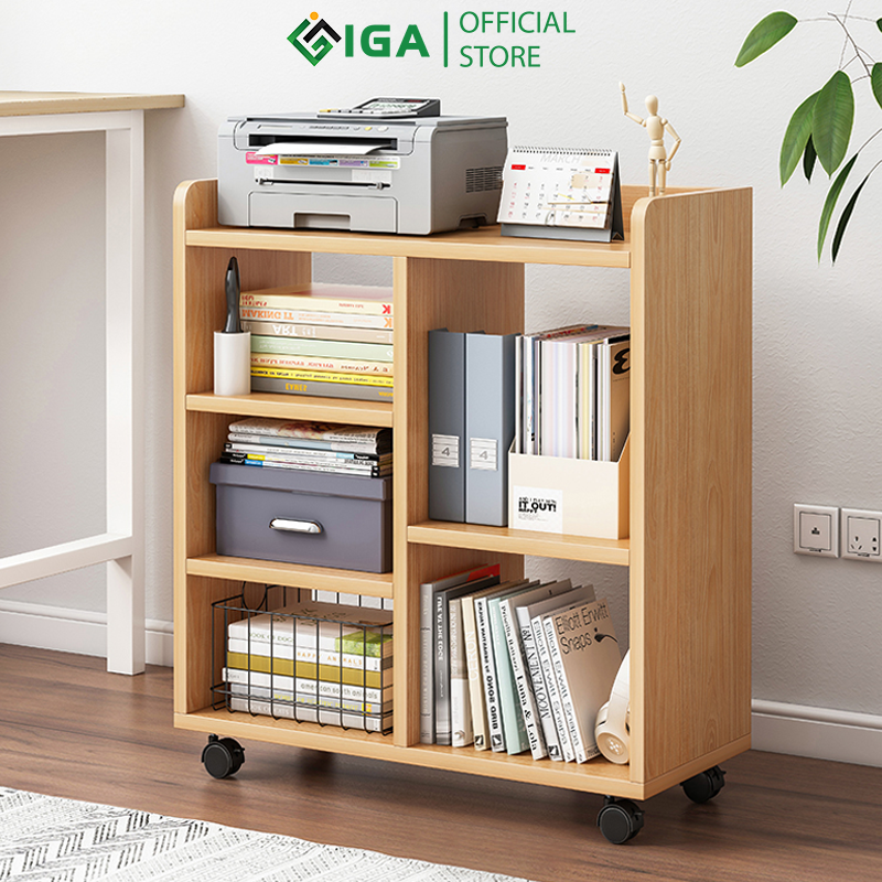 Kệ đa năng lưu trữ đồ thông minh, giá sách có bánh xe kệ để đồ tiện lợi - GP173