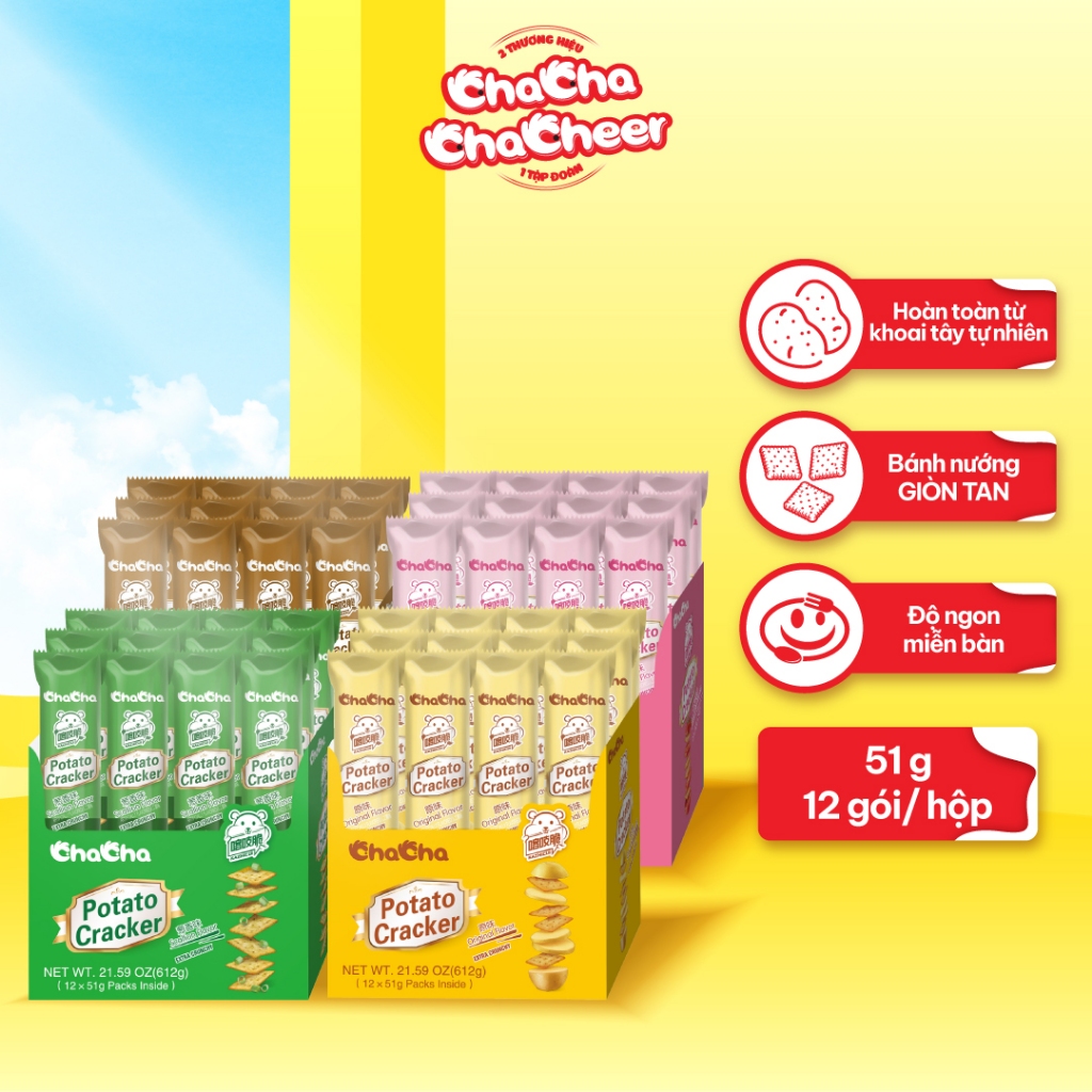 Bánh Khoai Tây Cracker Siêu Giòn ChaCha Nhiều Vị - Bánh Quy mặn dinh dưỡng cao cấp