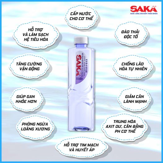 Thùng Nước Uống Ion Kiềm Thiên Nhiên SAKA 24 chai 550ml và 355nl