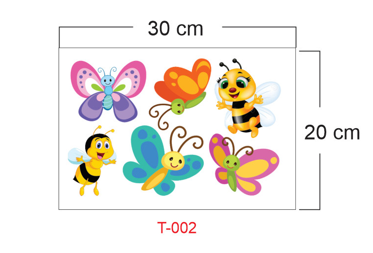 Decal trang trí chi tiết Ong - Bướm