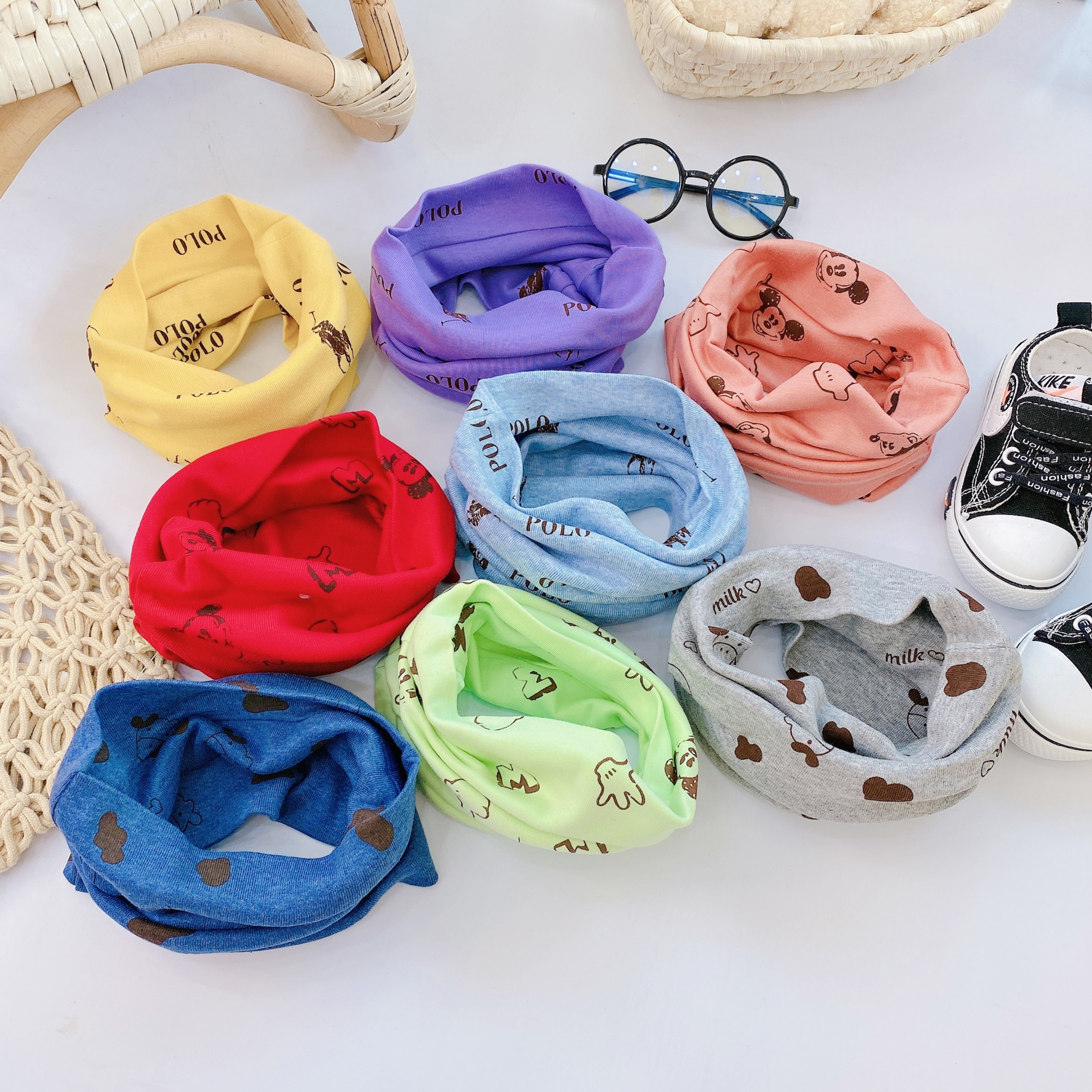 Khăn ống quấn cổ đa năng cotton giữ ấm cho bé phong cách Hàn Quốc