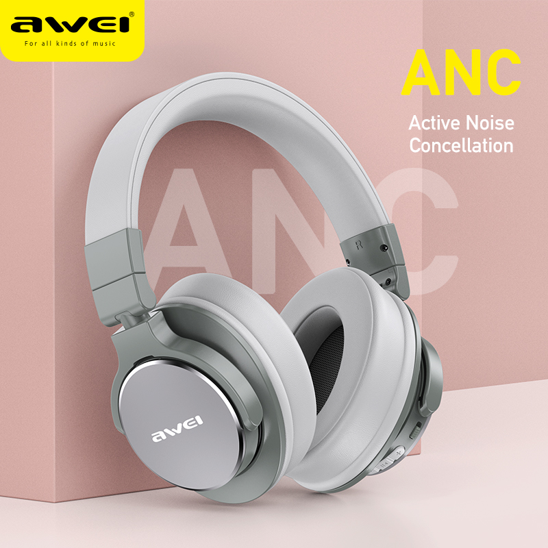 Awei A710BL Tai nghe chơi game Bluetooth không dây Tai nghe nhạc ANC Bluetooth 5.0 qua tai Cổng loại c Tai nghe có mic Thiết kế có thể gập lại Cuộc gọi HD Âm thanh nổi HIFI Bass Tai nghe không dây có micrô cho iPhone Điện thoại di động Xi