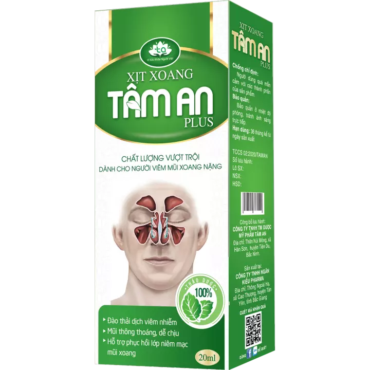 Xịt xoang Tâm An - Viêm xoang, Viêm mũi dị ứng, Tắc nghẹt mũi, Sổ mũi