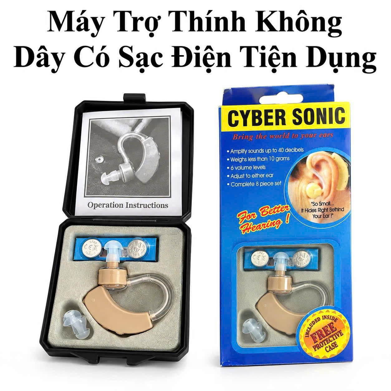 Máy Trợ Thính Cyber Sonic 6 Cấp Chỉnh Âm Thanh Kèm Pin