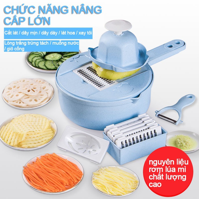 Rổ Bào Đa Năng Thông Minh- Dụng cụ bào sợi rau củ quả đa năng 8in1 Chất Liệu Nhựa Pp Cao Cấp Chống qua đập mạnh Bền Bỉ .